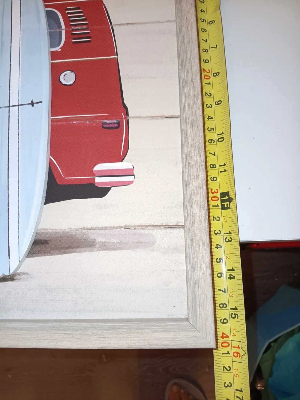 Red VW Camper Van Wall Art with Surfboards - Coastal Accent